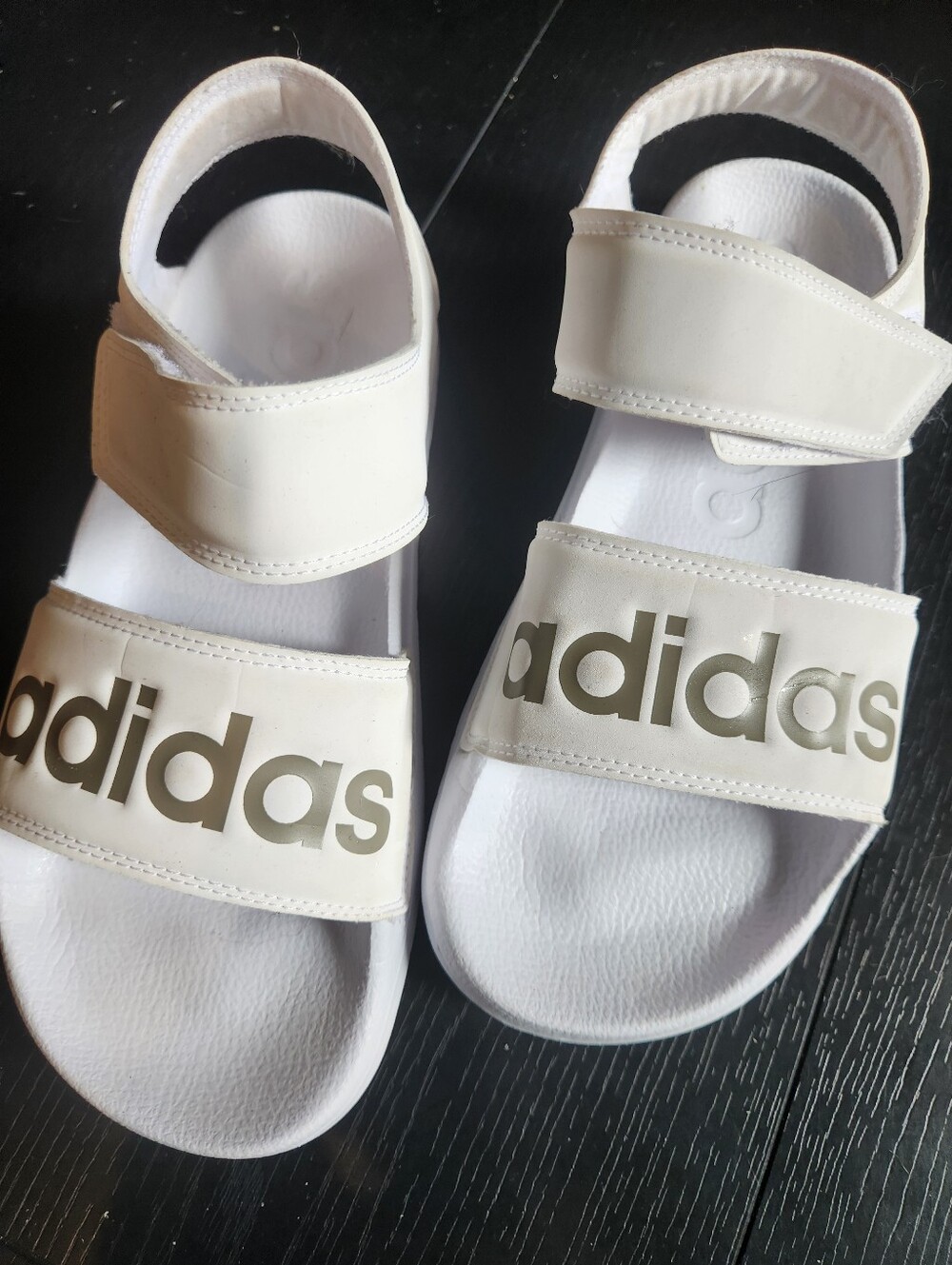 adidas White Logo Strap Sandals